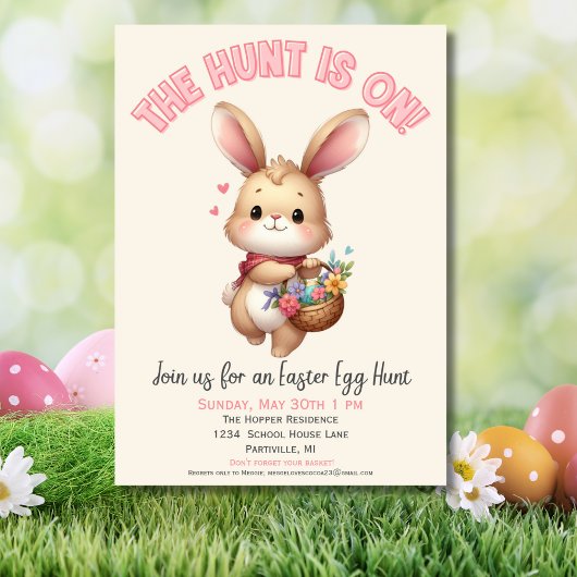 Chasse aux oeufs de Pâques Cute Bunny Invitation