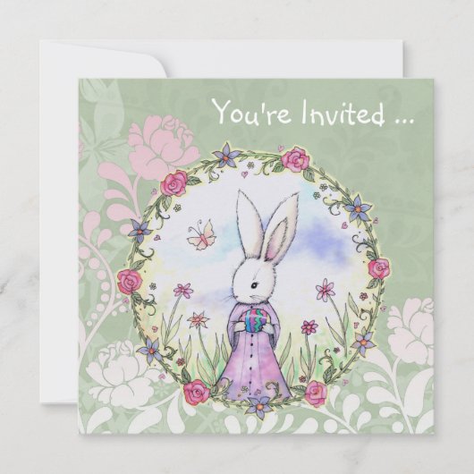 Chasse aux œufs de Pâques Invitations de lapin de (Devant)