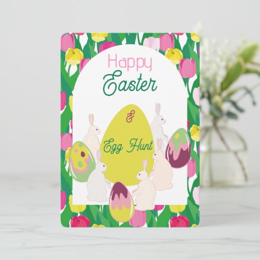 Chasse aux œufs. Invitation (Debout devant)