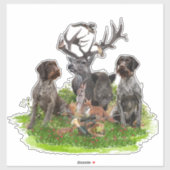 Chasse avec Sticker Pointer À poils durs allemand (Feuille)