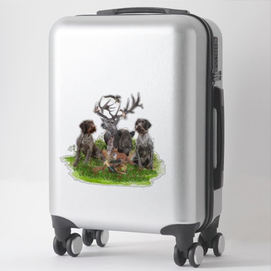 Chasse avec Sticker Pointer À poils durs allemand (Sur valise)