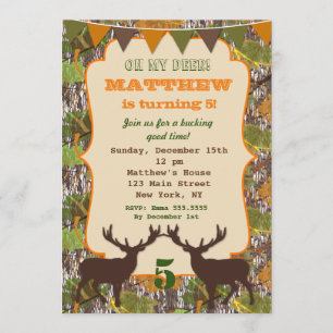 Chasse Camo Anniversaire Invitations
