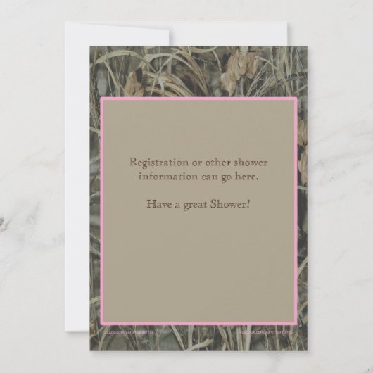 Chasse Camo bébé fille douche Invitations (Dos)