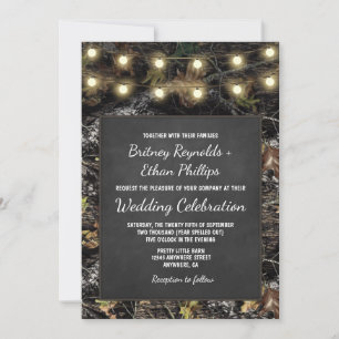 Chasse Camo Chalkboard Rustique Mariage Invitation