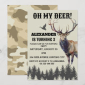 Chasse Camo Deer Enfants et Hommes Invitation Anni (Devant / Derrière)