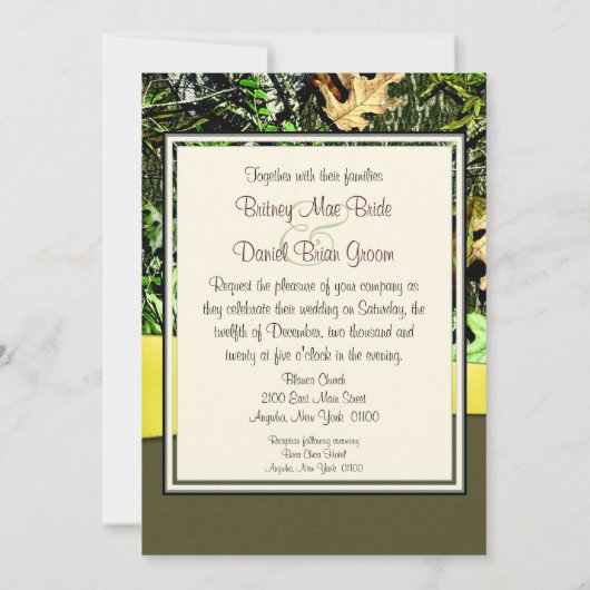 Chasse Camo Mariage Invitations (Dos)
