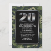 Chasse Camo Militaire 20e anniversaire Invitation (Devant)