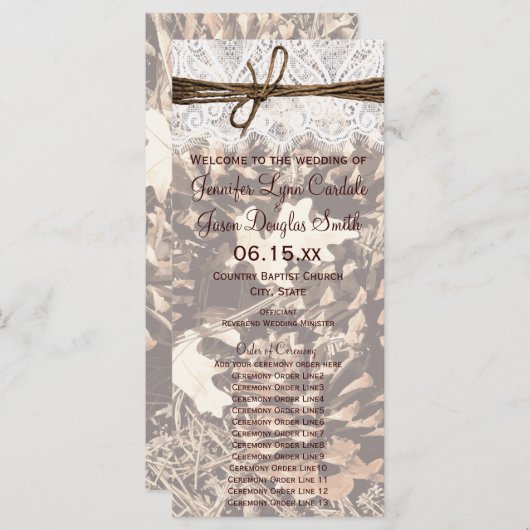 Chasse Camo Thème Mariage campagnard Programmes Ve (Devant / Derrière)