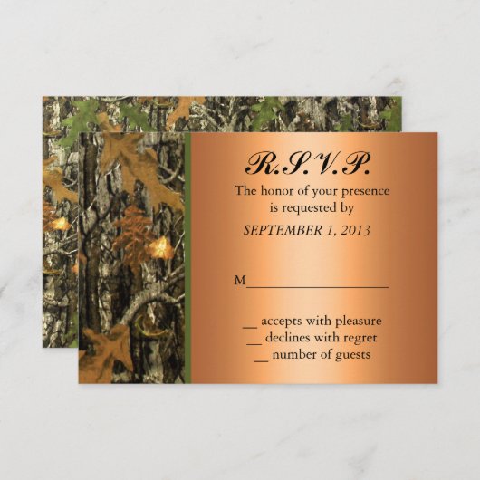 Chasse Camo Wedding Invitation RSVP (Devant / Derrière)