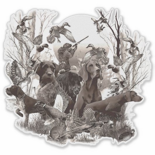 Chasse chiens Sticker (Devant)