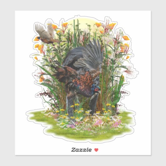 Chasse Sticker faisan (Feuille)