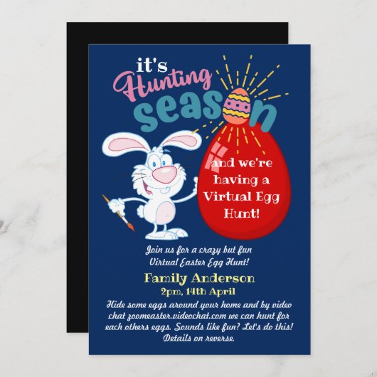 Chasse virtuelle aux oeufs de Pâques ! Invitations (Devant / Derrière)