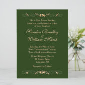 Chasseur Faire-part de mariage vert et or (Debout devant)