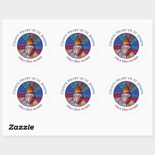 Chaste Hart van St. Joseph Glas in lood Design Ronde Sticker (Vel)
