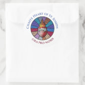 Chaste Hart van St. Joseph Glas in lood Design Ronde Sticker (Tas)