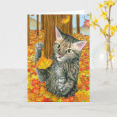 Chat 440 automne Carte de voeux (Fleur jaune)