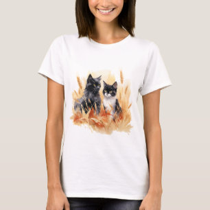 Chat 5 en T-Shirt d'automne