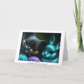 Chat à chaton noir et carte lapin de Pâques (Dos)