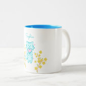 Chat à fleurs mignonne et Mug à café à deux tons c (Devant droit)