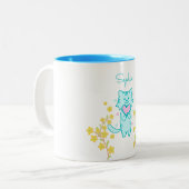 Chat à fleurs mignonne et Mug à café à deux tons c (Devant gauche)