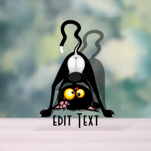 Chat à l'envers Personnage de dessin animé drôle