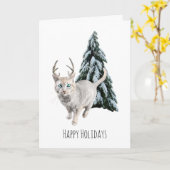 Chat à neige avec une carte de Noël Arbre (Fleur jaune)
