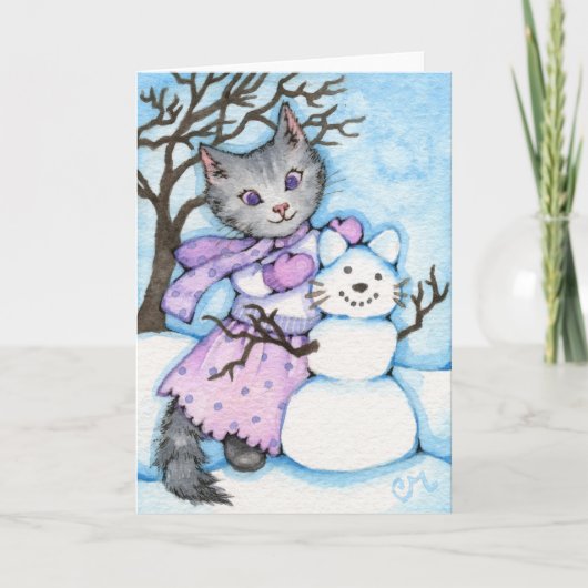 Chat à Neige - Carte de voeux Cute Kitty (Devant)