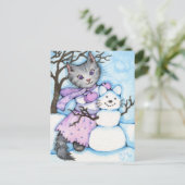 Chat à Neige - Carte postale Cute Kitty (Debout devant)
