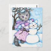 Chat à Neige - Carte postale Cute Kitty (Devant / Derrière)