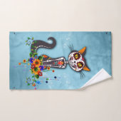 Chat à squelette de sucre drôle (Serviette à main)