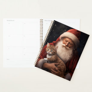 Chat Abyssin avec le Père Noël Festif de Noël