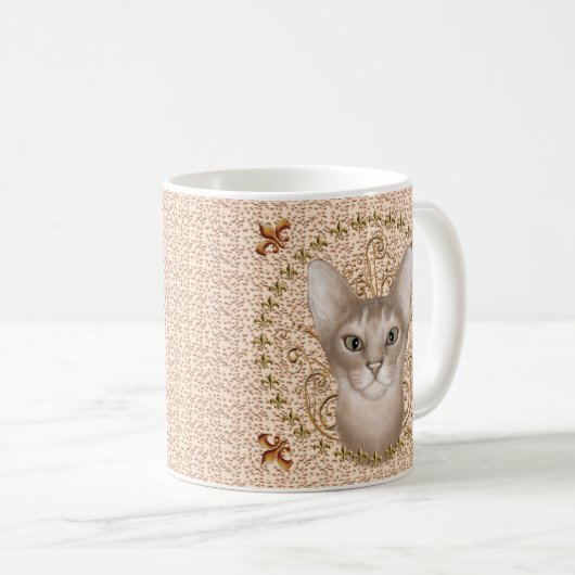 Chat abyssinien Fleur De Lis mug (Devant droit)