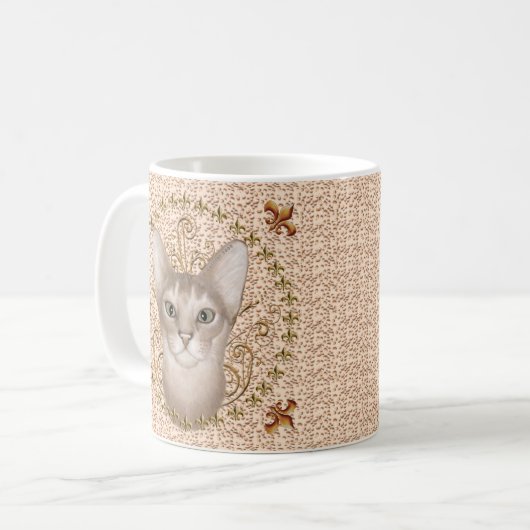 Chat abyssinien Fleur De Lis mug (Devant gauche)