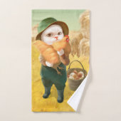 Chat adorable avec Hen à la ferme (Serviette à main)