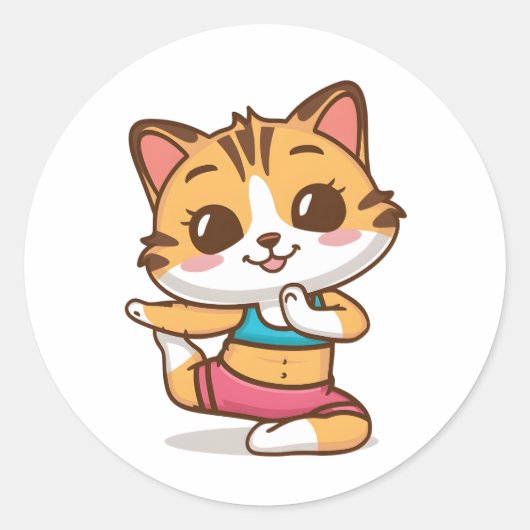 Chat adorable Faire Sticker Yoga - Joli Feline Yog (Devant)