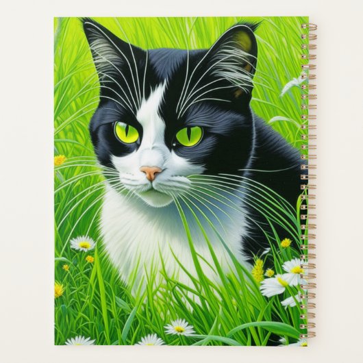 Chat adorable personnalisé dans un champ de margue (Dos)