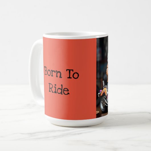 Chat adorable sur moto Mug café (Devant gauche)