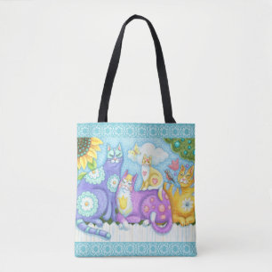 CHAT AMIS FELINE WHIMSIQUE SAC FOURRE-TOUT Lt. Blu