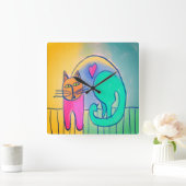 Chat amovible Art Abstrait Grande horloge (Maison)