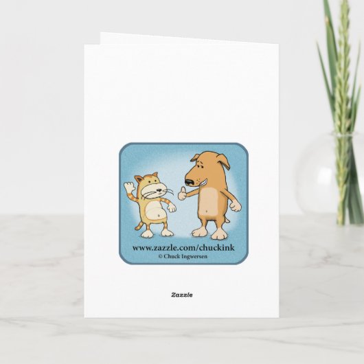 Chat amusant dans le café Carte d'anniversaire (Dos)