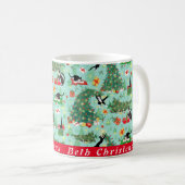 Chat amusant et arbre de Noël Mug de café personna (Devant droit)