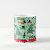 Chat amusant et arbre de Noël Mug de café personna (Centre)