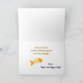 Chat amusant et carte d'anniversaire de poisson (Intérieur)