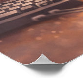 Chat Anime Joueur sur Clavier Affiche (Coin)