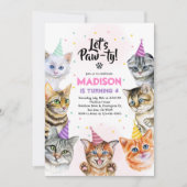 Chat Anniversaire Invitation Kitten Party Pawty Gi (Devant)