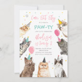 Chat Anniversaire Invitation Kitten Party Pawty Gi (Devant)