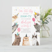 Chat Anniversaire Invitation Kitten Party Pawty Gi (Debout devant)