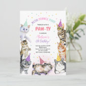 Chat Anniversaire Invitation Kitten Party Pawty Gi (Debout devant)