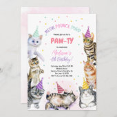 Chat Anniversaire Invitation Kitten Party Pawty Gi (Devant / Derrière)