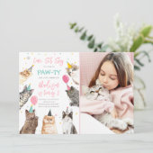 Chat Anniversaire Invitation Kitten Party Pawty Gi (Debout devant)